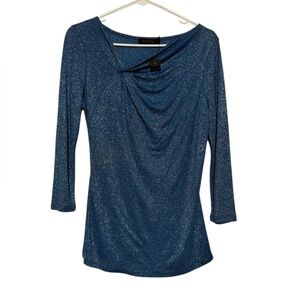 The Limited Y2K Glitter Top Women Size M Asymmetric NYE Going Out‎ Formal Blue